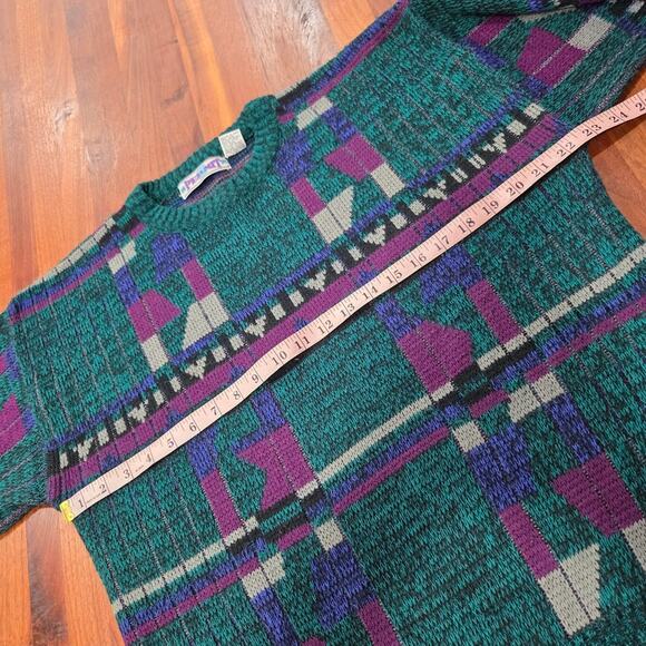 Vintage Men's Geometric Pattern Sweater - Cosby 80's 90's Grandpa Medium - Picture 4 of 6